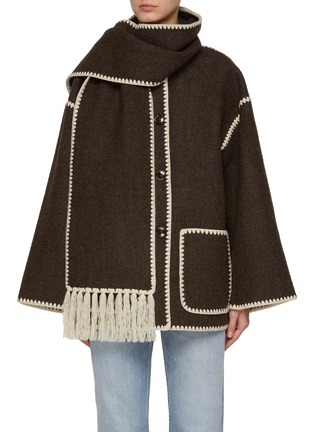 Main View - Click To Enlarge - TOTEME - Embroidered Wool Blend Scarf Jacket