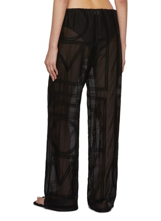 Back View - Click To Enlarge - TOTEME - Monogram Crochet Cotton Silk Pyjama Pants