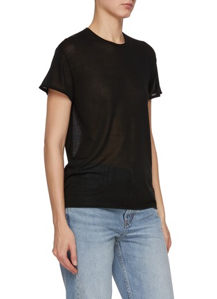 Detail View - Click To Enlarge - TOTEME - Silk T-Shirt Wool Silk Drawstring Cape