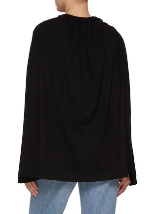 Back View - Click To Enlarge - TOTEME - Silk T-Shirt Wool Silk Drawstring Cape
