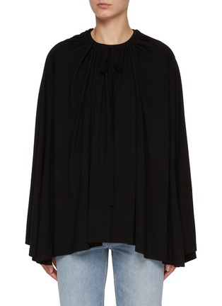 Main View - Click To Enlarge - TOTEME - Silk T-Shirt Wool Silk Drawstring Cape