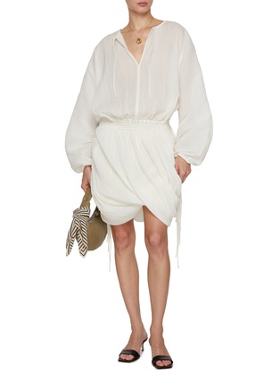 Figure View - Click To Enlarge - TOTEME - Drawstring Blouse Cotton Dress
