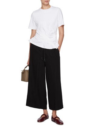 Figure View - Click To Enlarge - LOEWE - Drawstring Cropped Silk Trousers
