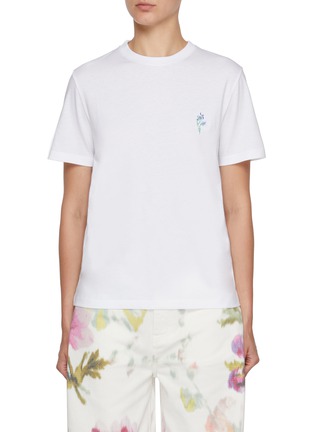 Main View - Click To Enlarge - LOEWE - Anagram Floral Embroidered Cotton T-shirt
