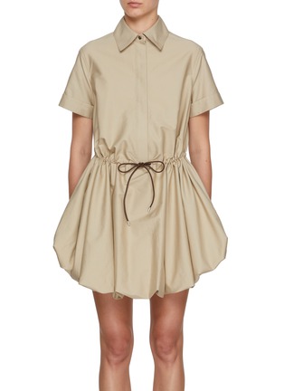Main View - Click To Enlarge - LOEWE - Bubble Hem Drawstring Cotton Silk Shirt Dress