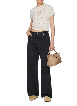 Figure View - Click To Enlarge - LOEWE - Anagram Embroidered Dark Wash Jeans