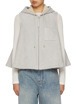 Main View - Click To Enlarge - LOEWE - Hooded Zip Up Shearling Vest