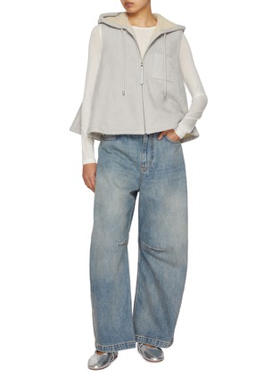 Figure View - Click To Enlarge - LOEWE - Hooded Zip Up Shearling Vest