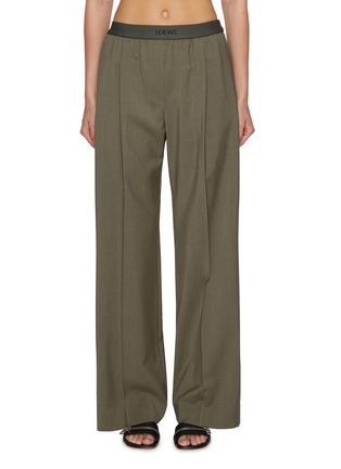 Main View - Click To Enlarge - LOEWE - Elasticated Waist Pleated Front Wool Pants