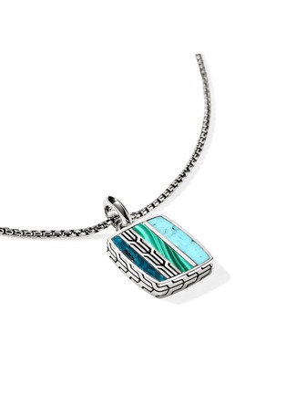 Detail View - Click To Enlarge - JOHN HARDY - Carved Chain Sterling Silver Turquoise Malachite Chrysocolla Necklace — Size 22