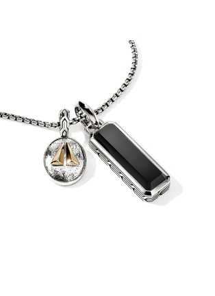 Detail View - Click To Enlarge - JOHN HARDY - Modern Talismans 14K Gold Silver Onyx Pendant Necklace — Size 22