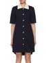 Main View - Click To Enlarge - THOM BROWNE - Short Sleeve Contrast Rib Trim Knitted Polo Dress