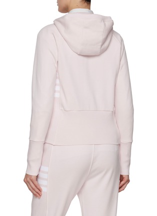 Back View - Click To Enlarge - THOM BROWNE - 4 Bar Zip Up Cotton Hoodie