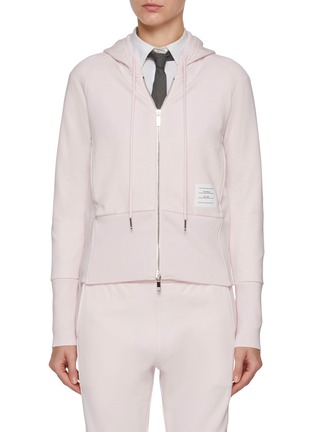 Main View - Click To Enlarge - THOM BROWNE - 4 Bar Zip Up Cotton Hoodie