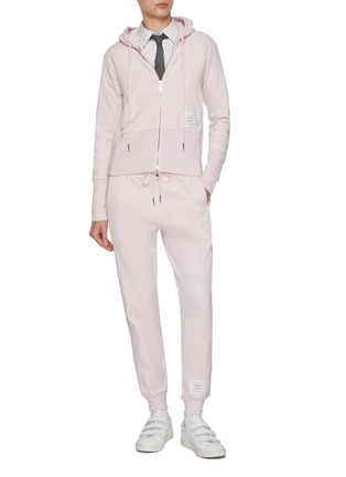 Figure View - Click To Enlarge - THOM BROWNE - 4 Bar Zip Up Cotton Hoodie