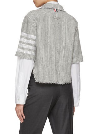 Back View - Click To Enlarge - THOM BROWNE - 4 Bar Frayed Edge Tweed Shirt Jacket