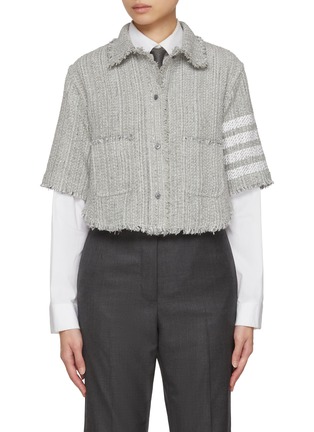 Main View - Click To Enlarge - THOM BROWNE - 4 Bar Frayed Edge Tweed Shirt Jacket