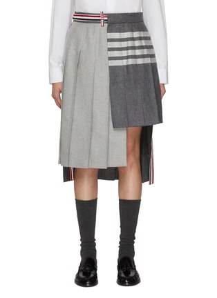 Main View - Click To Enlarge - THOM BROWNE - Asymmetric Hem 4 Bar Wool Cashmere Skirt