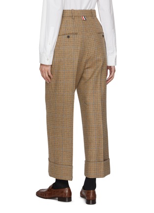 Back View - Click To Enlarge - THOM BROWNE - Double Pleated Chequered Wool Tweed Pants