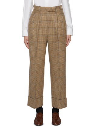 Main View - Click To Enlarge - THOM BROWNE - Double Pleated Chequered Wool Tweed Pants