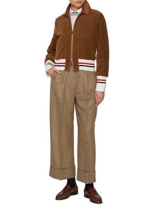 Figure View - Click To Enlarge - THOM BROWNE - Double Pleated Chequered Wool Tweed Pants