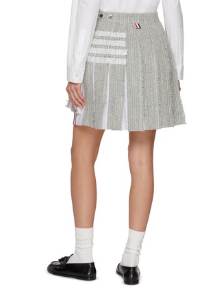 Back View - Click To Enlarge - THOM BROWNE - Pleated Frayed Edge Tweed Mini Skirt