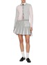 Figure View - Click To Enlarge - THOM BROWNE - Pleated Frayed Edge Tweed Mini Skirt
