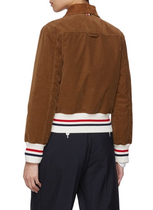 Back View - Click To Enlarge - THOM BROWNE - Cropped Down Filled Corduroy Flight Jacket