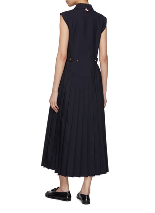 Back View - Click To Enlarge - THOM BROWNE - Notch Lapel Button Up Pleated Dress