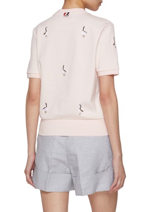 Back View - Click To Enlarge - THOM BROWNE - Short Sleeve Geese Embroidered Cotton Milano Tee