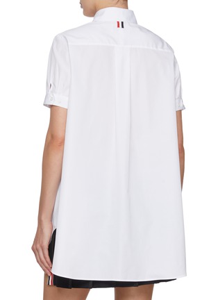 Back View - Click To Enlarge - THOM BROWNE - Round Collar Bib Cotton Tunic Shirt