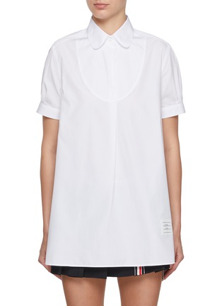 Main View - Click To Enlarge - THOM BROWNE - Round Collar Bib Cotton Tunic Shirt
