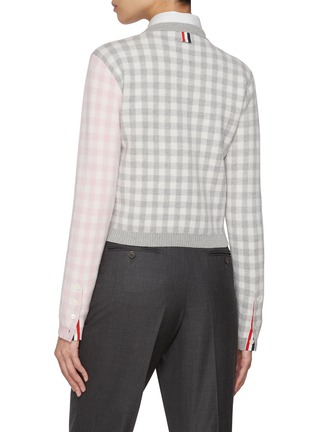 Back View - Click To Enlarge - THOM BROWNE - Gingham Mix Cardigan