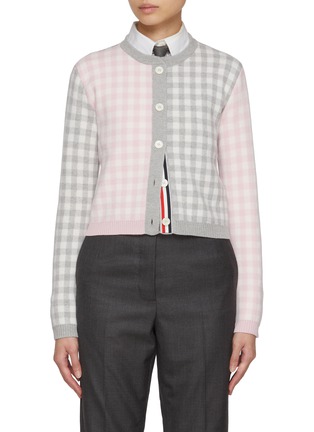 Main View - Click To Enlarge - THOM BROWNE - Gingham Mix Cardigan