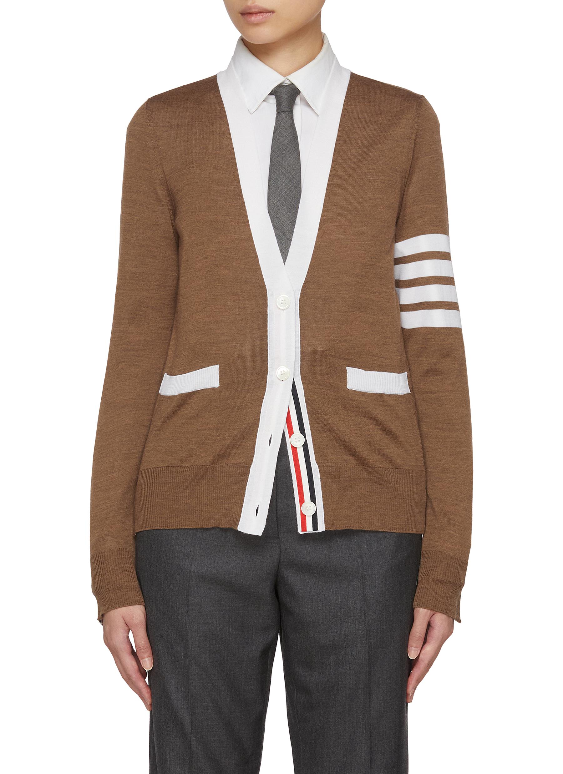 THOM BROWNE ニットカーディガン Wool 4 Bar V Neck Cardigan | Thom Browne