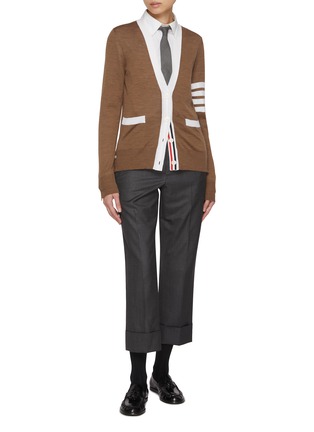 Figure View - Click To Enlarge - THOM BROWNE - 4 Bar Stripe V-neck Cardigan