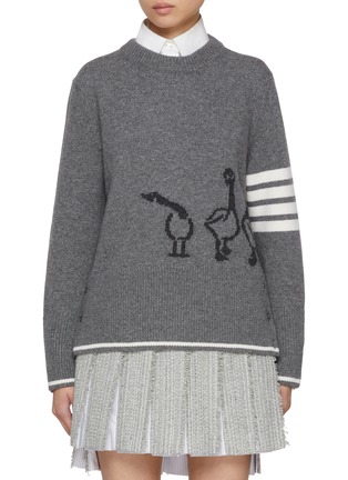 Main View - Click To Enlarge - THOM BROWNE - Geese Intarsia 4 Bar Wool Sweater