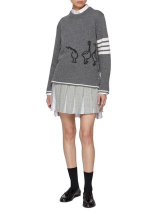 Figure View - Click To Enlarge - THOM BROWNE - Geese Intarsia 4 Bar Wool Sweater