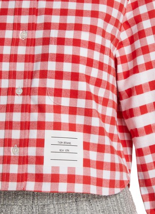  - THOM BROWNE - 4 Bar Rounded Collar Cropped Gingham Cotton Shirt