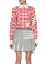 Main View - Click To Enlarge - THOM BROWNE - 4 Bar Rounded Collar Cropped Gingham Cotton Shirt