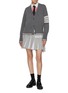 Figure View - Click To Enlarge - THOM BROWNE - 4 Bar Rounded Collar Cropped Gingham Cotton Shirt