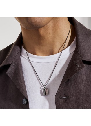  - JOHN HARDY - Carved Chain Sterling Silver Onyx Hematite Mother of Pearl Necklace — Size 22