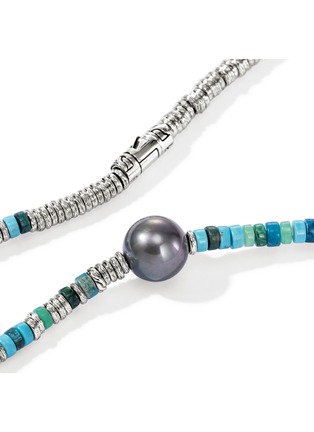 Detail View - Click To Enlarge - JOHN HARDY - Heishi Sterling Silver Turquoise Chrysocolla Chrysoprase Malachite Cultured Pearl Necklace — Size 18