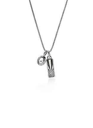 Detail View - Click To Enlarge - JOHN HARDY - Modern Talismans 14K Gold Silver Tiger's Eye Pendant Necklace — Size 24