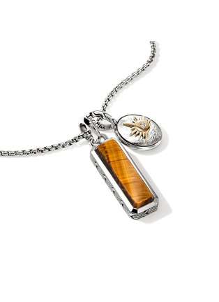 Detail View - Click To Enlarge - JOHN HARDY - Modern Talismans 14K Gold Silver Tiger's Eye Pendant Necklace — Size 24