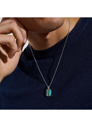  - JOHN HARDY - Carved Chain Sterling Silver Turquoise Malachite Chrysocolla Necklace — Size 24