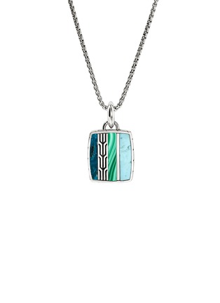 Main View - Click To Enlarge - JOHN HARDY - Carved Chain Sterling Silver Turquoise Malachite Chrysocolla Necklace — Size 24