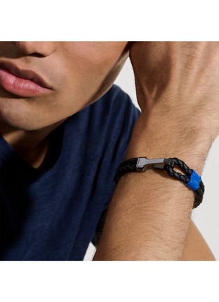  - JOHN HARDY - Sterling Silver Black Rhodium Enamel Leather Cord Double Row Bracelet — Size UM