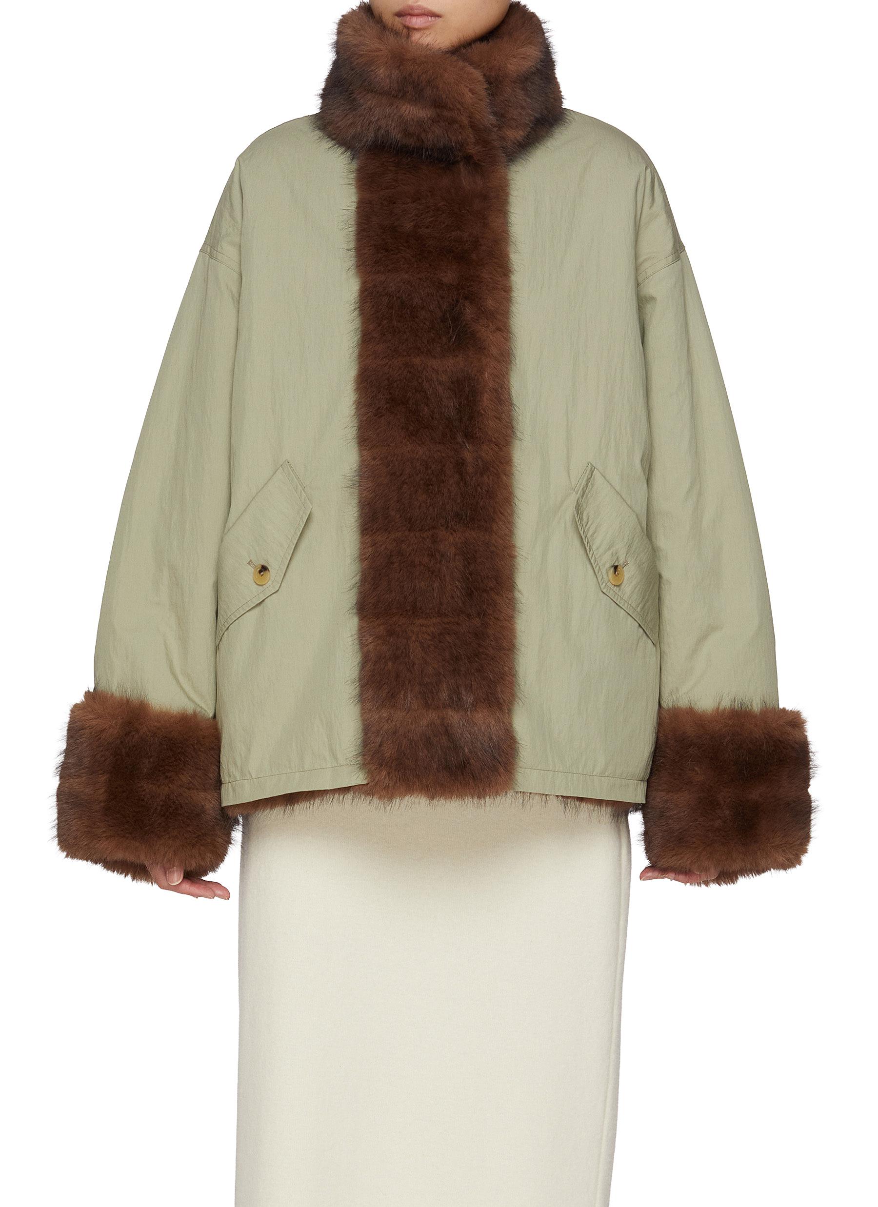 LE17SEPTEMBRE | Reversible Horizontal Panel Faux Fur Jacket