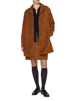 Figure View - Click To Enlarge - LE17SEPTEMBRE - Panelled Suede Midi Skirt